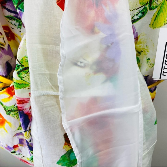 Robbie Bee Sundress Dress Women 10 Ivory Yellow Floral New Sleeveless Belted - Picture 7 of 10